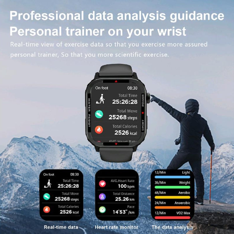 G96 1.85 inch HD Square Screen Rugged Smart Watch Support Bluetooth Calling/Heart Rate Monitoring/Blood Oxygen Monitoring(Black) by bashfashion