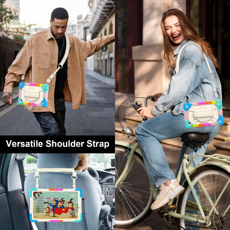 For Samsung Galaxy Tab A9 Contrast Color Robot C2 Silicone Hybrid PC Tablet Case(Colorful Blue) by bashfashion