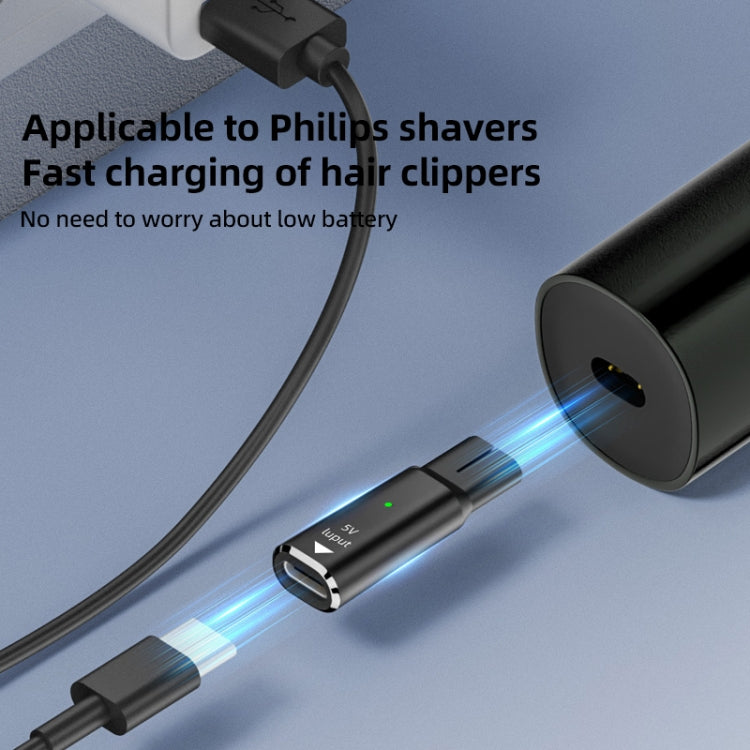 Shaver / Clipper Charging Adapter for Philips, Interface:Type-C to 5V Single Slot(Black) by bashfashion