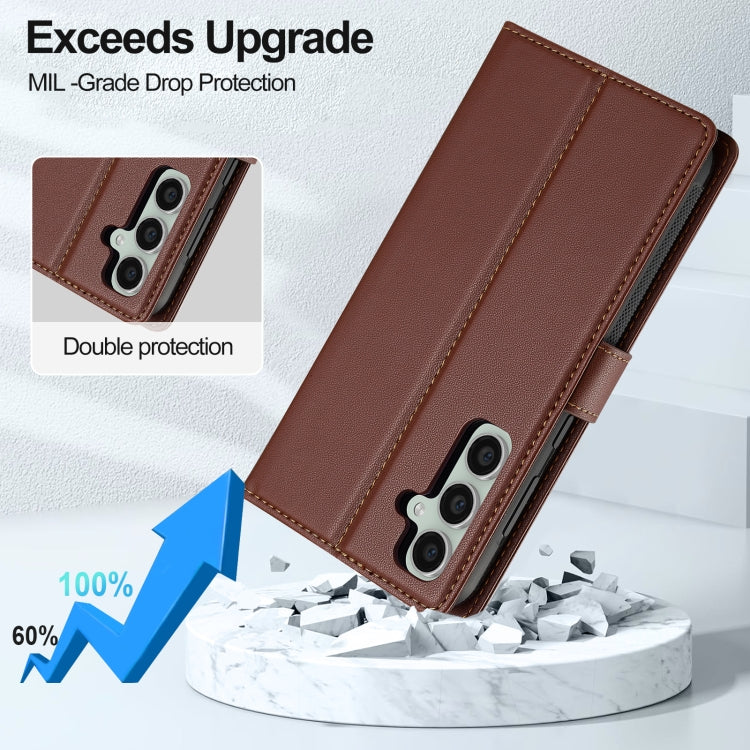For Samsung Galaxy A55 5G LC.IMEEKE L2 Series Detachable Magsafe PU Phone Case with Lanyard(Brown) by LC.IMEEKE