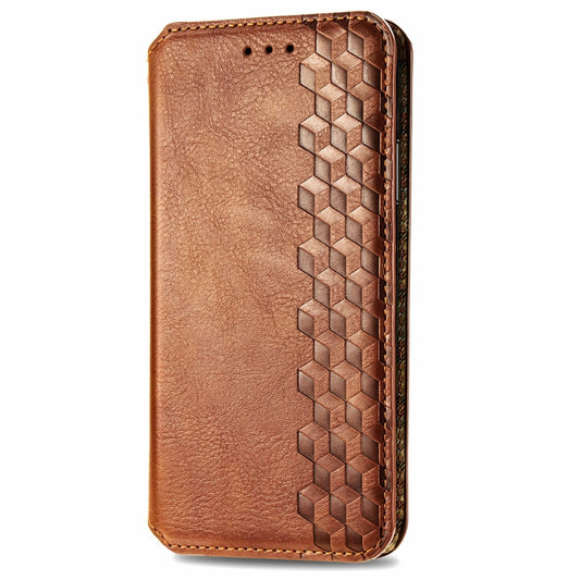 For Samsung Galaxy XCover 5 Cubic Grid Pressed Magnetic Leather Phone Case(Brown) by bashfashion