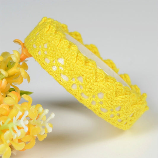 5 PCS Cotton Lace Fabric White Crochet Lace Roll Ribbon Knit Adhesive Tape Sticker Craft Decoration Stationery Supplies(Yellow) by bashfashion