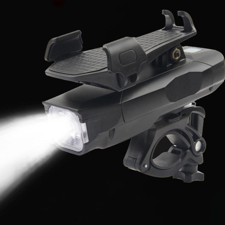 500LM Bicycle Light Mobile Phone Holder Multi-Function Riding Front Light With Horn 2400 mAh (Black) by bashfashion