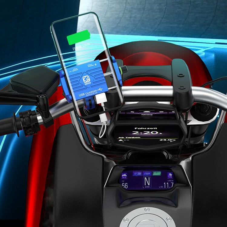 Kewig M6 Aluminum Alloy Motorcycle Mobile Phone Bracket Rechargeable With Switch Waterproof Stable Navigation Bracket(Red) by bashfashion