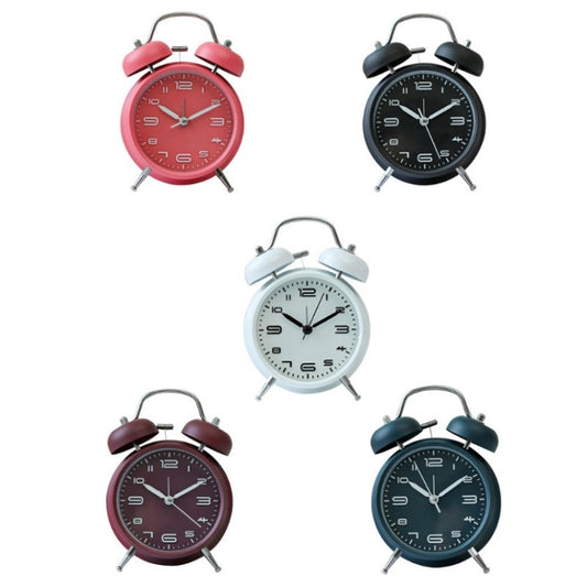 3304T Bedroom Bedside Multifunctional Bell Metal Alarm Clock With Night Light(Wine Red) by bashfashion