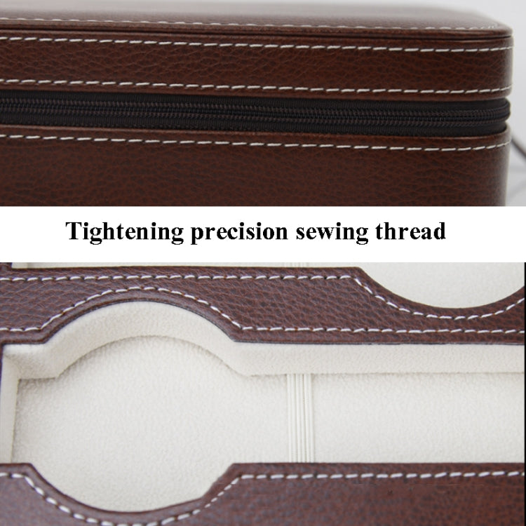 8-Digit Watch Storage Box Watch Display Box Portable Watch Travel Bag, Specification: 24 x 18 x 6cm(Brown) by bashfashion