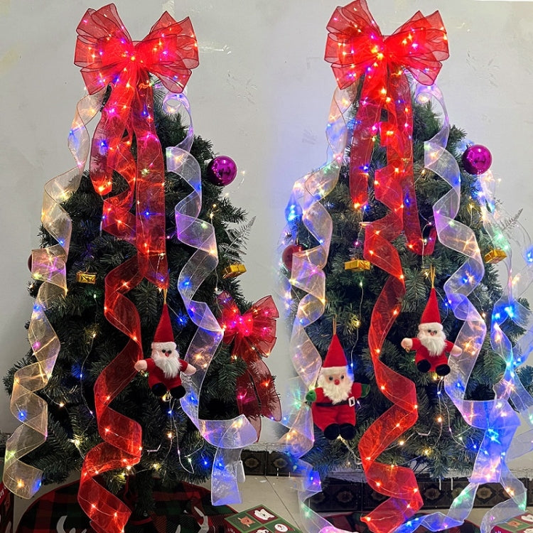 Christmas Ornament Double Light Board Yarn Ribbon String Lights, Specification: 10m(Gold Color Light) by bashfashion