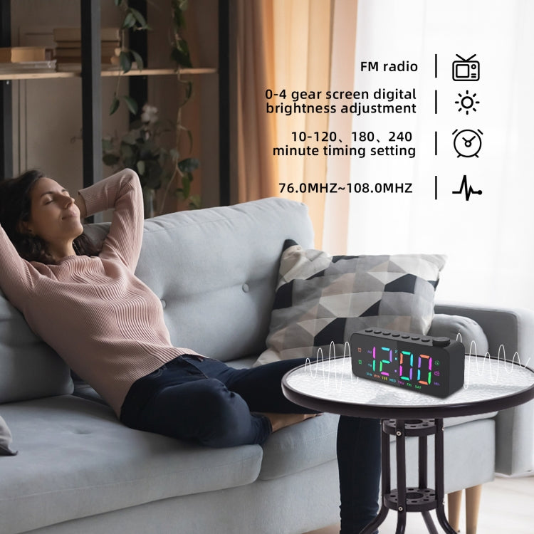RGB Color Changing LED Digital Alarm Clock with FM Radio Built-in 8 Natural Music(White) by bashfashion