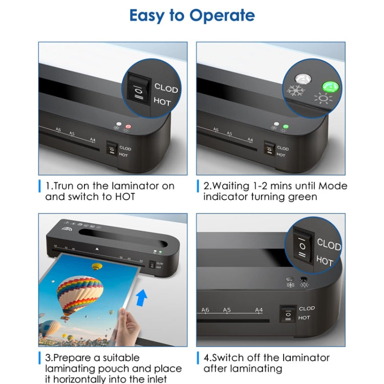 FN333 A4 Photo Laminating Machine With Hot And Cold Mode, Size: Set 2(US Plug) by bashfashion