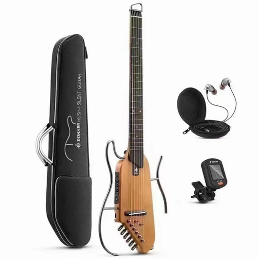 DONNER Smart Headless Silent Guitar Travel Portable Detachable Acoustic Guitar, Style: Mahogany Sunrise Color by DONNER
