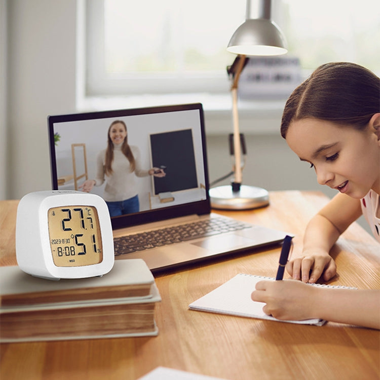 Multifunctional Temperature and Humidity LCD Clock Home Bedside Alarm Clock(2306 White) by bashfashion