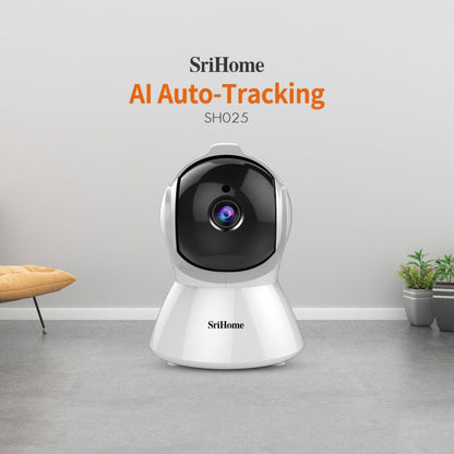 SriHome SH025 2.0 Million Pixels 1080P HD AI Auto-tracking IP Camera, Support Two Way Audio / Motion Tracking / Humanoid Detection / Night Vision / TF Card, EU Plug by SriHome