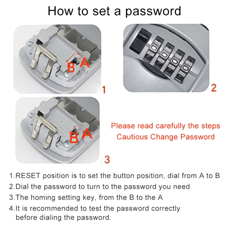 Wall-hanging Key Storage Box with Metal 4-Digit Password Lock(Red) by bashfashion