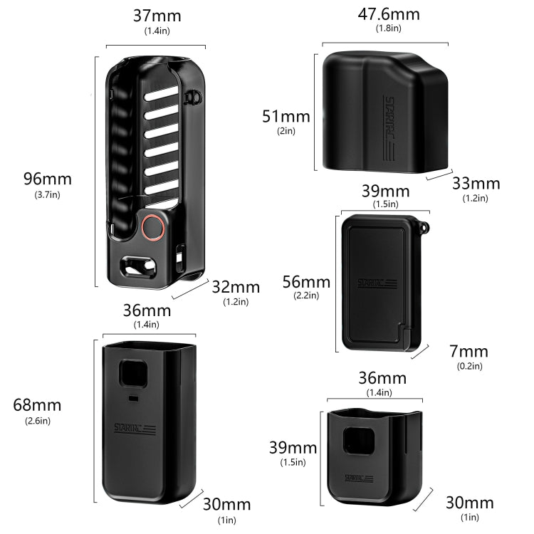 For DJI OSMO Pocket 3 STARTRC 5 in 1 Body Lens Handle Screen Silicone TPU Case (Black) by STARTRC