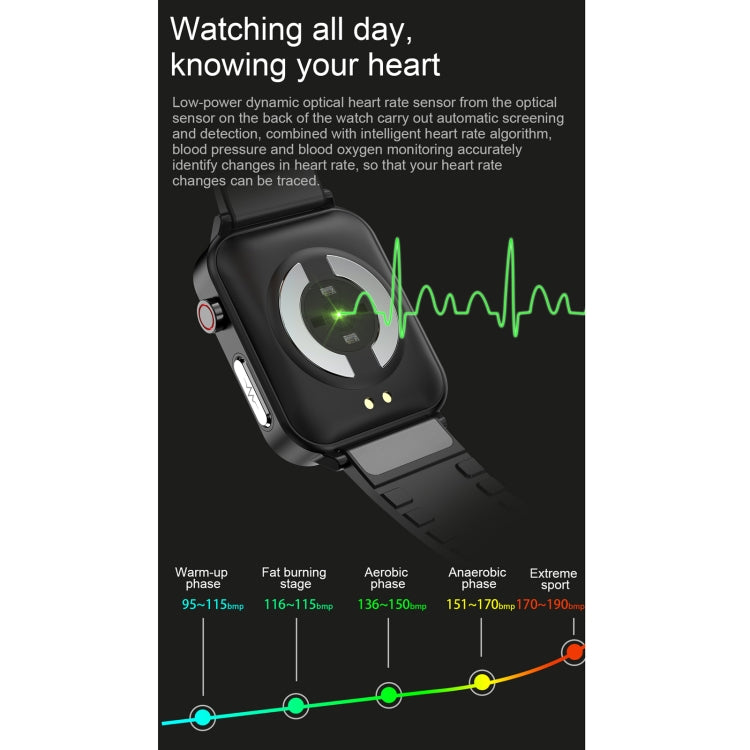 E86 1.7 inch TFT Color Screen IP68 Waterproof Smart Watch, Support Blood Oxygen Monitoring / Body Temperature Monitoring / AI Medical Diagnosis, Style: TPU Strap(Blue) by bashfashion