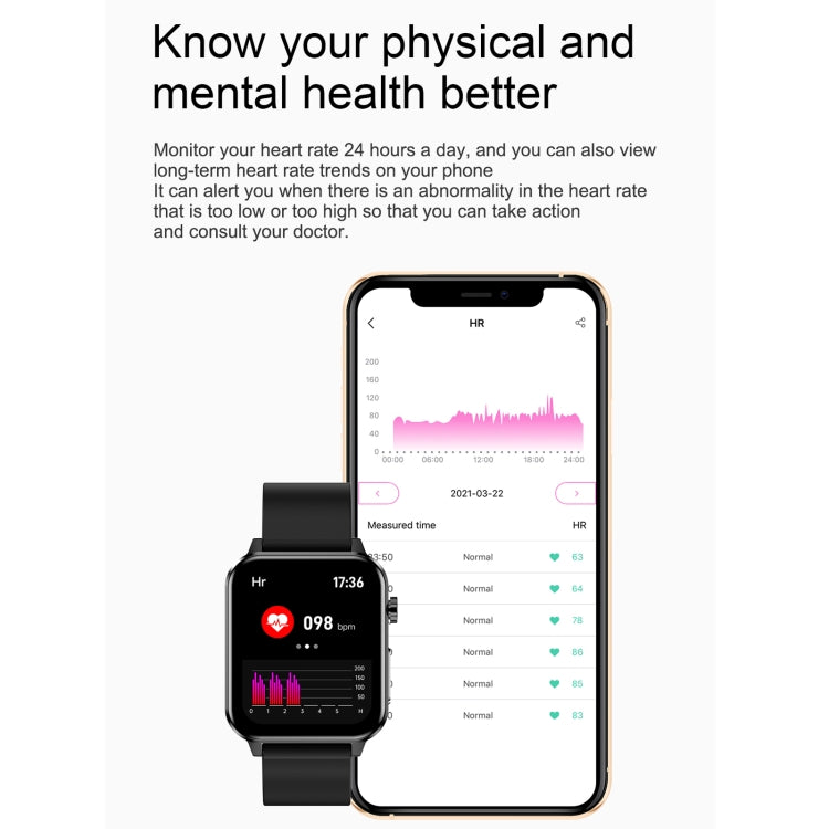 E86 1.7 inch TFT Color Screen IP68 Waterproof Smart Watch, Support Blood Oxygen Monitoring / Body Temperature Monitoring / AI Medical Diagnosis, Style: Leather Strap(Brown) by bashfashion