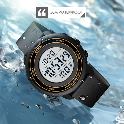 SKMEI 1736 Triplicate Round Dial Timing LED Digital Display Luminous Electronic Watch(Black and White) by SKMEI