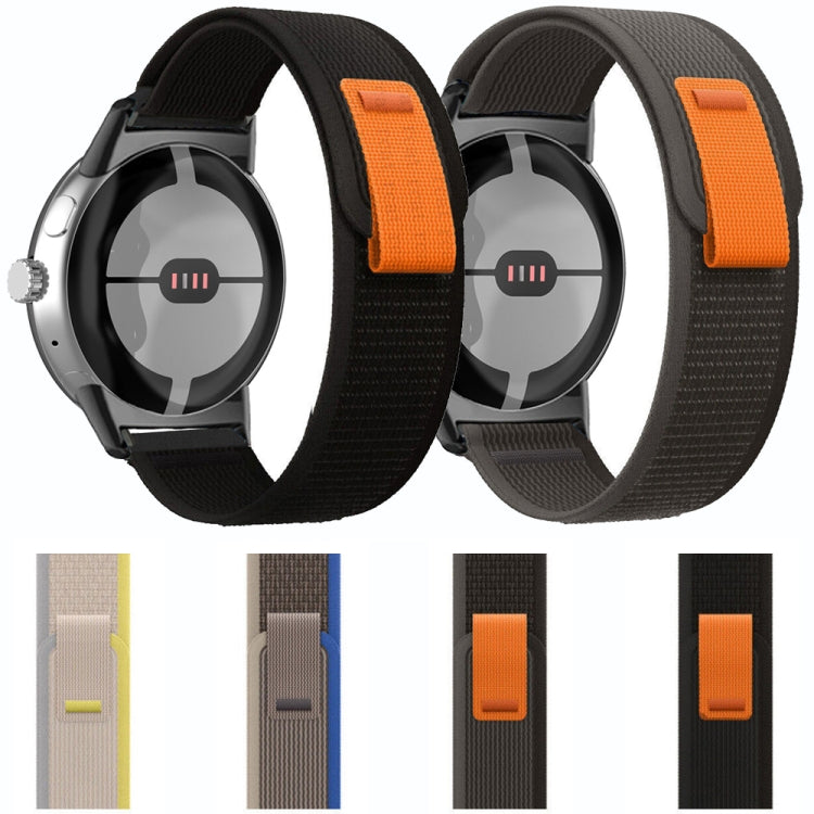 For Google Pixel Watch Loop Black Connector Nylon Watch Band(Blue) by bashfashion