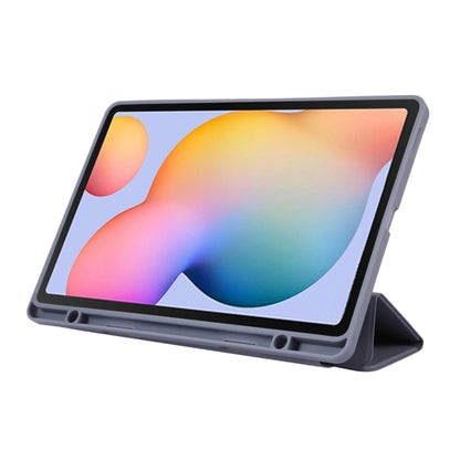 For Samsung Galaxy Tab S6 Lite/Tab S6 Lite 2022 Solid Color 3-folding Leather Tablet Case(Rose Gold) by bashfashion