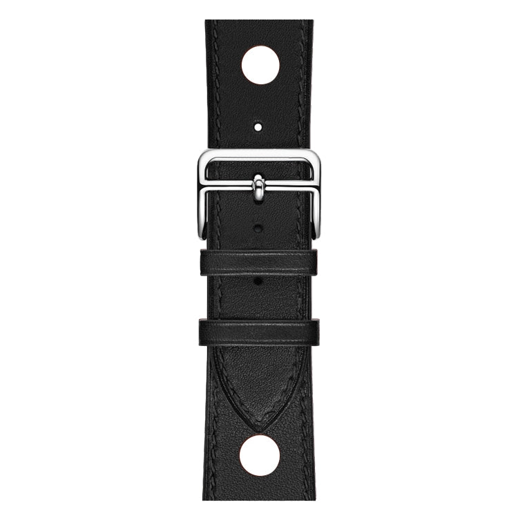 For Apple Watch Series 8&7 41mm / SE 2&6&SE&5&4 40mm / 3&2&1 38mm Leather Three Holes Watch Band(Black) by bashfashion