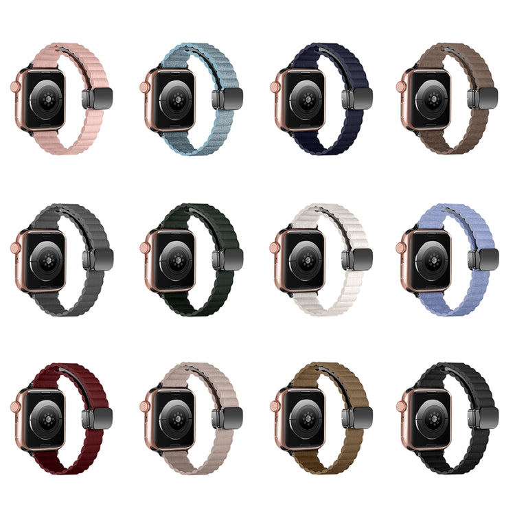 For Apple Watch 38mm Water Ripple Magnetic Folding Buckle Watch Band, Style: Thin Version(Grey) by bashfashion