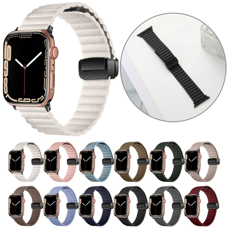 For Apple Watch Series 3 42mm Water Ripple Magnetic Folding Buckle Watch Band, Style: Bold Version(Light Brown) by bashfashion