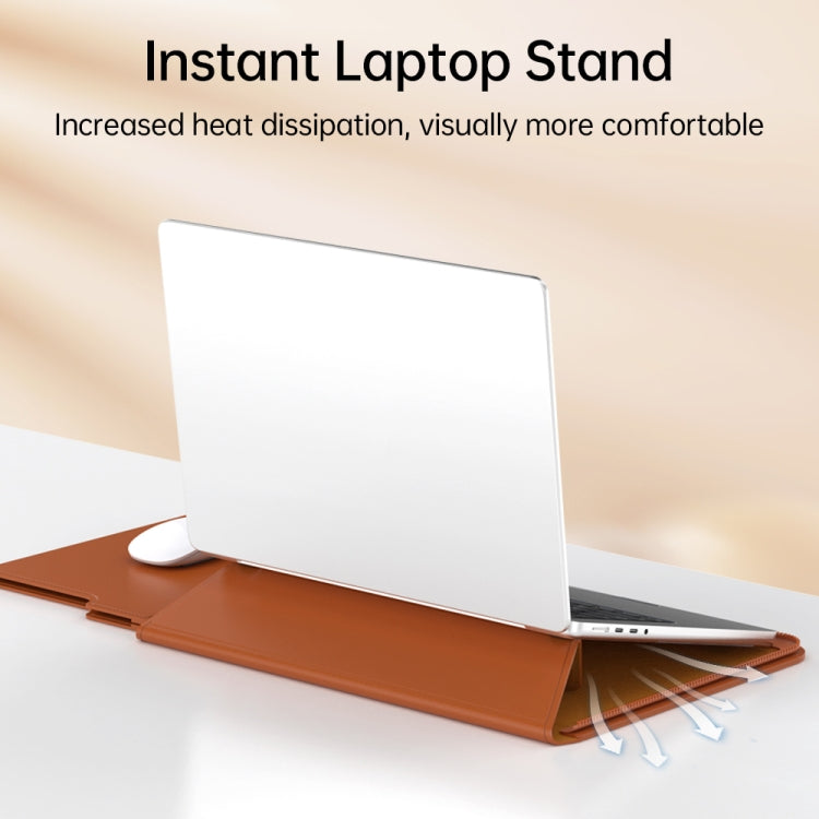 Multifunctional Laptop PU Magnetic Stand Split Liner Bag with Mouse Pad Function, Size:15 inch(Dark Blue) by bashfashion