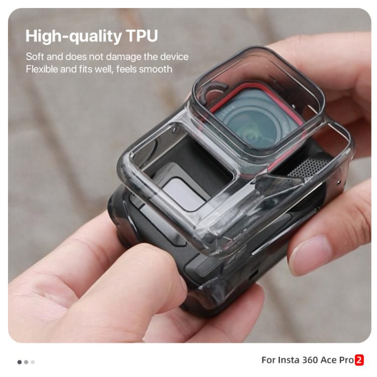 For Insta360 Ace / Ace Pro / Pro 2 Body Soft TPU Protective Case with Lens Cover(Ink Grey) by bashfashion