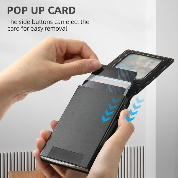 For iPhone 15 Plus Suteni H19 Litchi Grain 2-in-1 MagSafe Removable Card Box Back Phone Case(Black) by Suteni