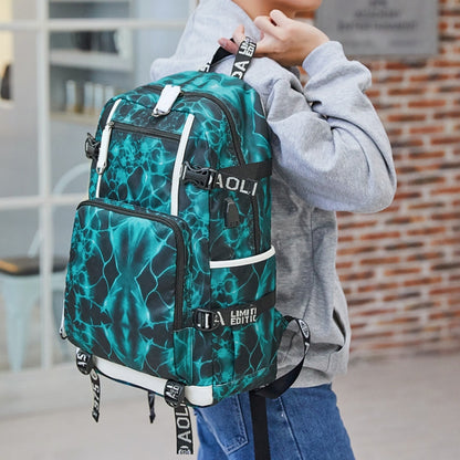 6101-5 Printed Backpack Large Capacity Computer Backpack Waterproof Student School Bag(Print Color) by bashfashion