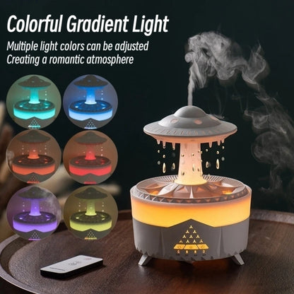 UFO Water Drop Aromatherapy Humidifier Desktop Remote Control Diffuser, Plug: EU Plug(Wood Grain) by bashfashion