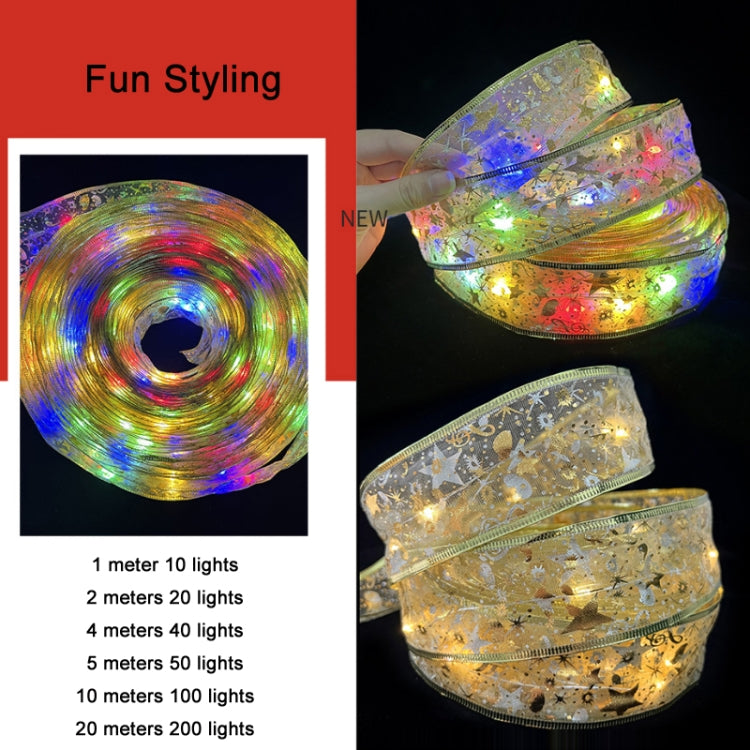 Christmas LED Lights Bronzing Double Ribbon String Lights, Specification: 1m(Silver Warm Light) by bashfashion