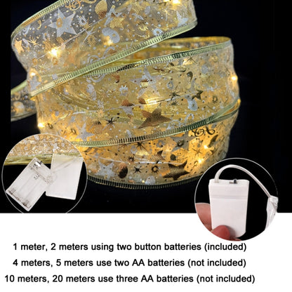 Christmas LED Lights Bronzing Double Ribbon String Lights, Specification: 10m(Silver Color Light) by bashfashion