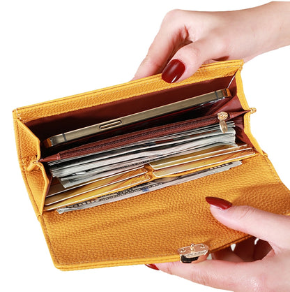 87P Litchi Pattern Multifunctional Large Capacity Wallet Phone Bag(Yellow) by bashfashion