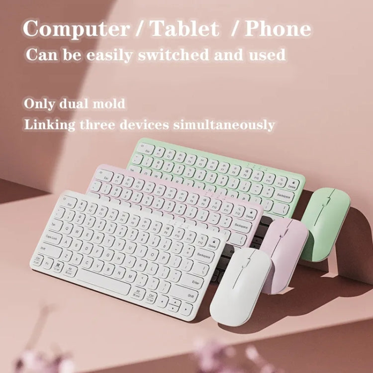 B087 2.4G Portable 78 Keys Dual Mode Wireless Bluetooth Keyboard And Mouse, Style: Keyboard Mouse Set Pink by bashfashion