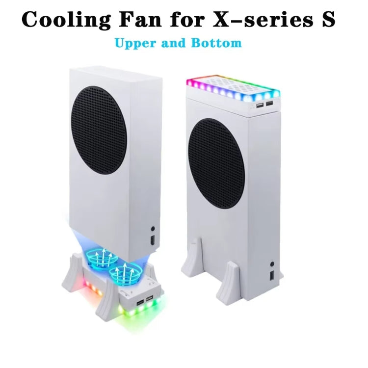 For XBOX Series S Console Base Cooling Fan Built-in LED Light Strip(White) by bashfashion