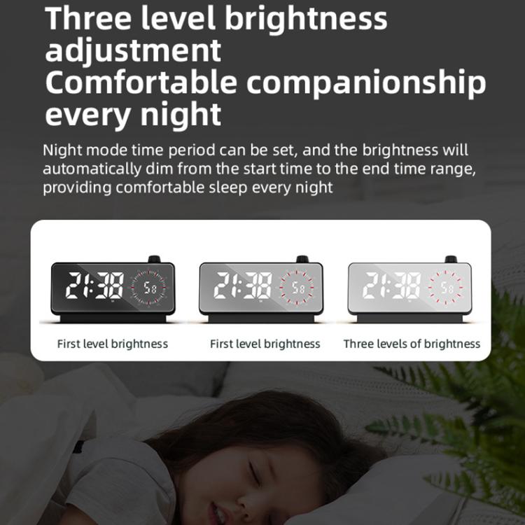 Multi-Functional LED Screen Mirror Charging Alarm Clock Reminder Visual Timer(Black) by bashfashion