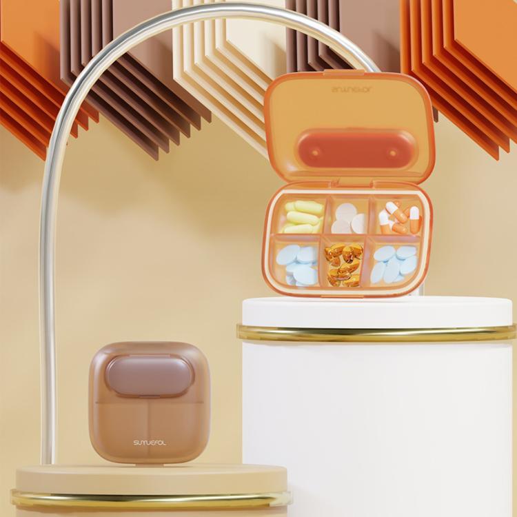 Portable Pill Box Dispenser Sealed Large Capacity Seven Days a Week Medication Organizer, Color: 4 Grids White by bashfashion