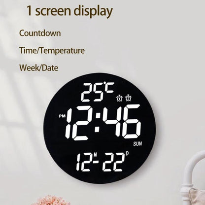 11.6-Inch White Light Wall Clock With Remote Control Multi-Functional Alarm Clock Bamboo+Cloth by bashfashion