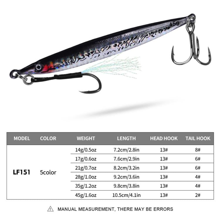 35G PROBEROS LF151 Long-Distance Casting Sinking Lure 3D Fast-Draw Sea Fishing Mackerel Hook(C) by PROBEROS