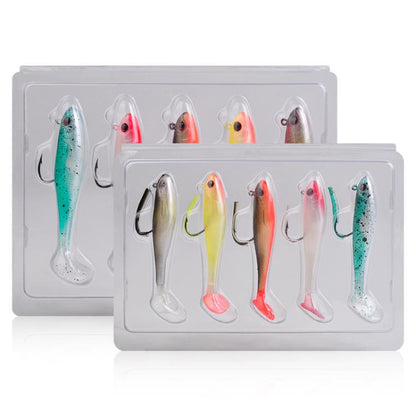 PROBEROS DW6092N6B 5pcs / Set T-Tail Lua False Bait Single Hook Full Swimming Submerged Imitation Soft Lure by PROBEROS
