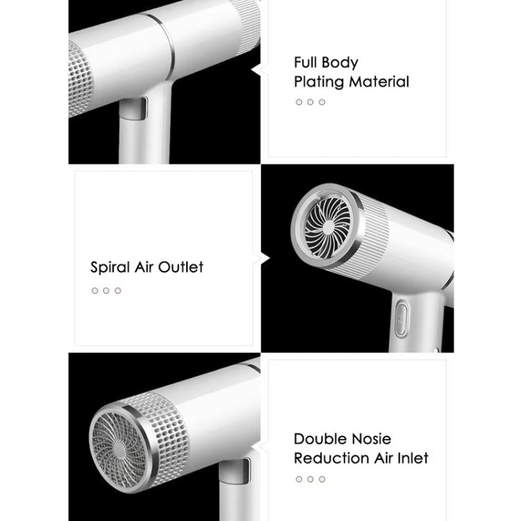 T-Shaped Hair Dryer with Smart Inverter Technology High-Power Blow Dryer for Home & Salon Use EU Plug With 3 Nozzles(Gray) by bashfashion