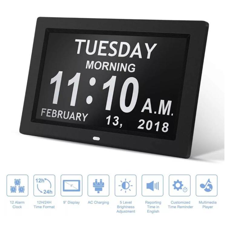 10-Inch Digital Clock With Voice Time Announcement, Auto DST Adjustment, 20 Custom Alarms, 8 Medication Reminders US Plug White by bashfashion